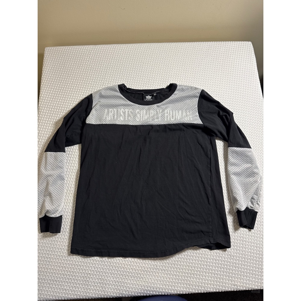 Urban Empire Long‎ Sleeve Shirt Mens M Black White Mesh Panel EUC